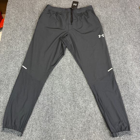 Under Armour UA Vanish Track Pants Men Large Black Fitted Logo Joggers NWT $90 - Picture 1 of 10